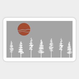 White Pine Tree Retro Sunset Magnet